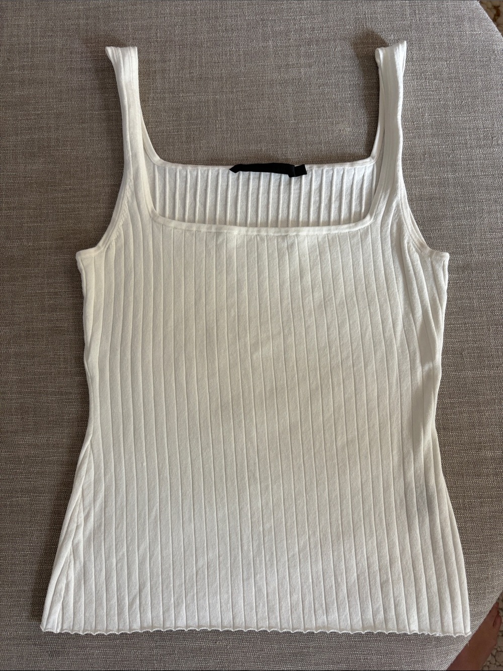 Jenni Kayne White Ribbed Square-Neck Tank
